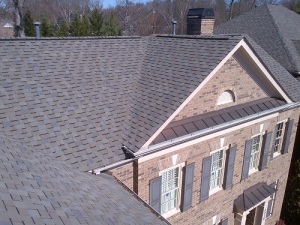 House using shingle roof and repaired